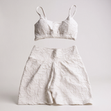 White Dimpled Shorts 2 Piece Set