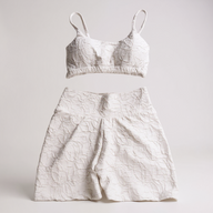 White Dimpled Shorts 2 Piece Set