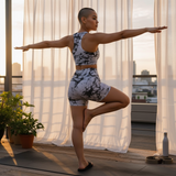 White marble white and black short Set