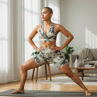 White marble white and black short Set