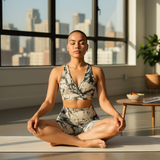 White marble white and black short Set