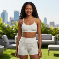 White Dimpled Shorts 2 Piece Set