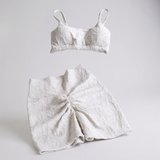 White Dimpled Shorts 2 Piece Set