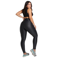 Wet Honeycomb Textured Leggings