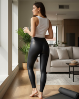 Sleek Sculpt Wet-Look Leggings – Black