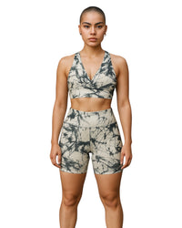 White marble white and black short Set